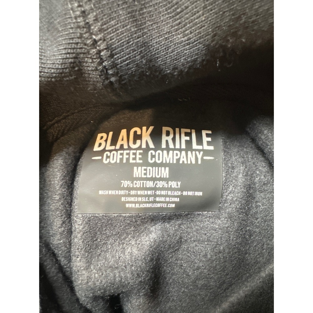 Black Rifle Coffee Company Mens Hoodie Black BRCC Leather Patch IND5000PC Medium - Picture 4 of 11
